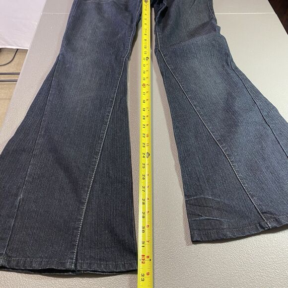 Vintage Y2K FRAGILE Jeans Low Rise Flare Glitter Button Dark Wash Womens 7 Blue - Picture 6 of 13